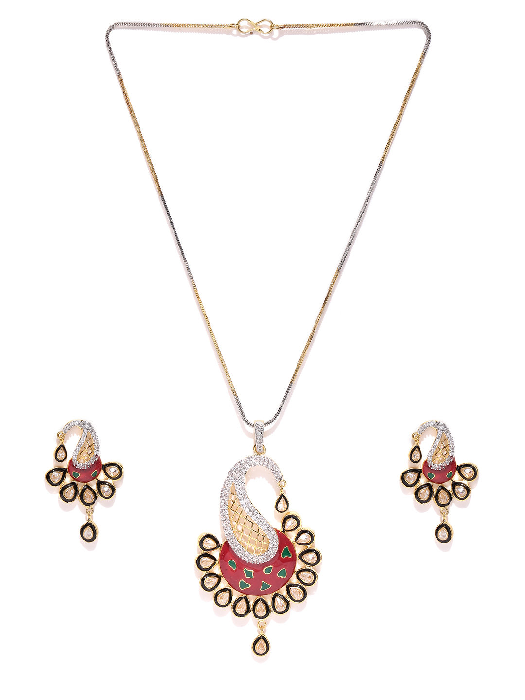 YouBella Gold-Toned  Red Stone-Studded Jewellery Set